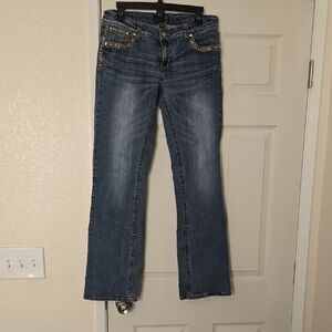 Shyanne Blue Boot Cut Jeans with Embellished Pockets